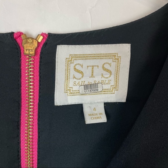 Sail To Sable STS Woman’s Size 4  Black Romper 3/4 Bell Sleeves Preppy - Picture 4 of 8